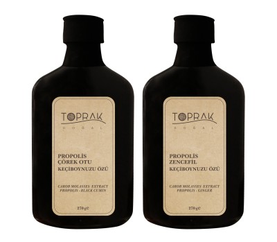 Toprak Doğal - Propolis Zencefil Keçiboynuzu Özü - Propolis Çörek Otu Keçiboynuzu Özü 270 g